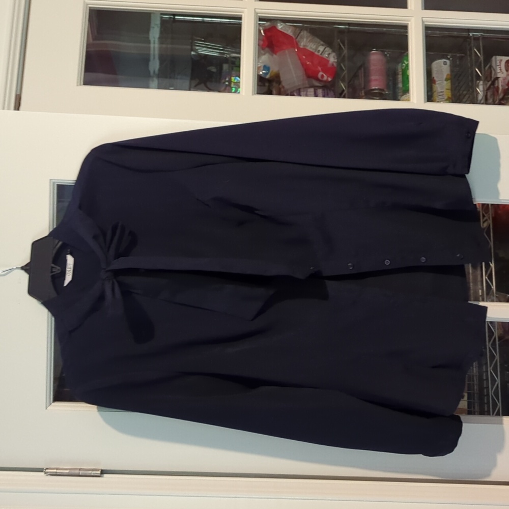 Navy blouse with Bow Accent